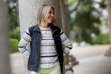 Chaqueta mujer SLX manga de rayas color verde matcha 4120