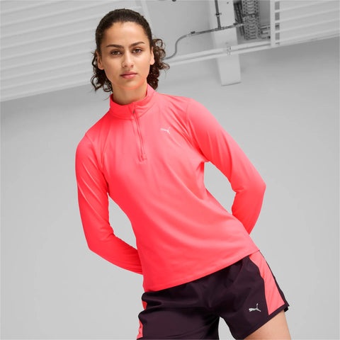 Sudadera mujer Puma RUN FAVORITE 1/4 ZIP 523170 fluor