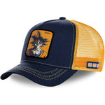 Gorra trucker Capslab Son Goku GOK Dragon Ball azul, marino y naranja